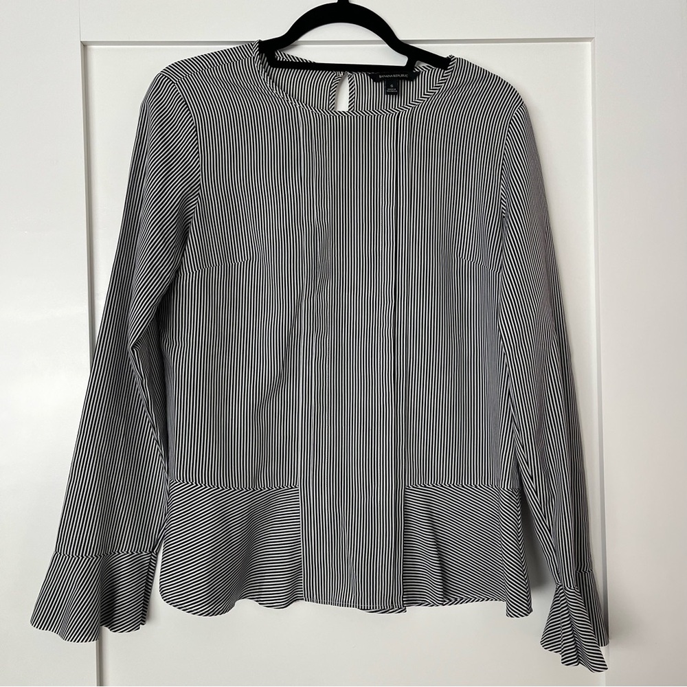Banana Republic Black and White Striped Blouse